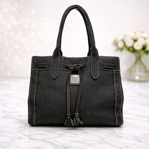 Dooney & Bourke Vintage Pebble Grain Drawstring Tassel Tote - Black/Silver